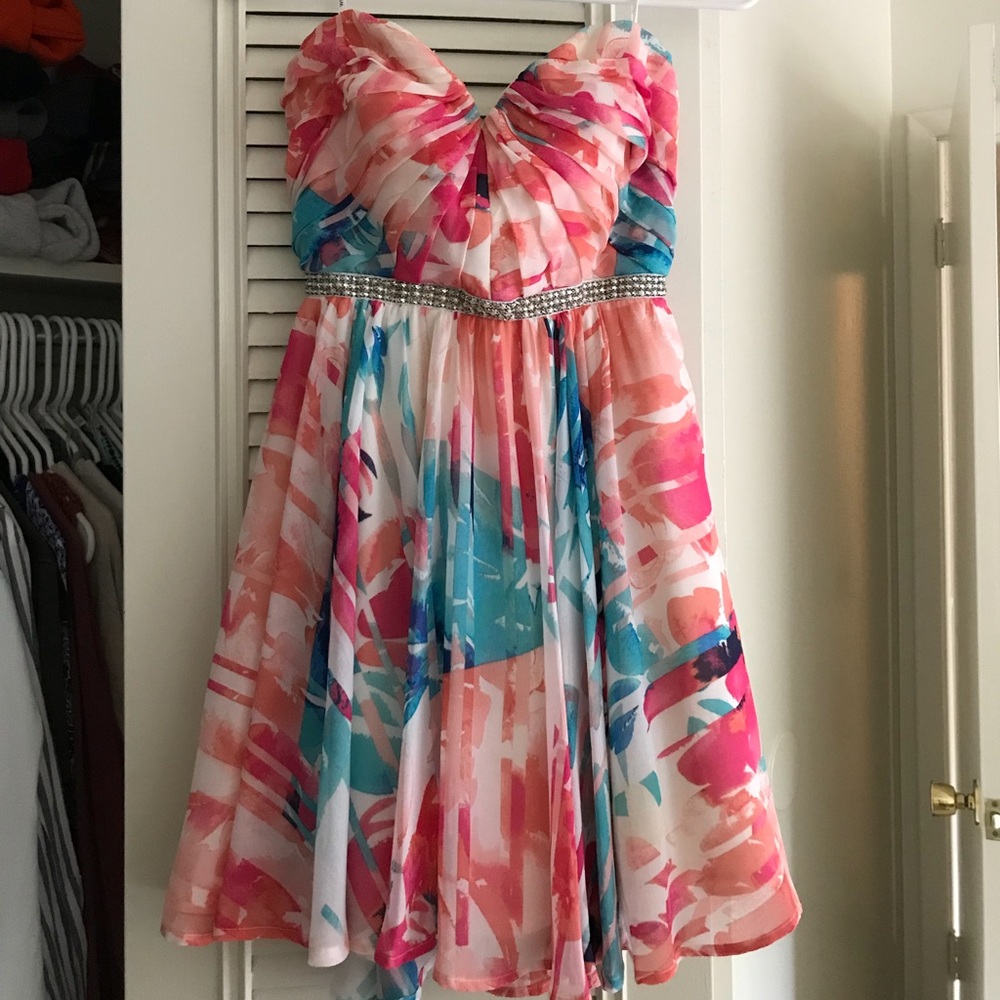 Watercolor floral party dress